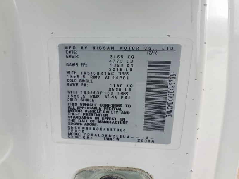 54005196 :رقم المزاد ، 3N6CM0KN3KK697084 vin ، 2019 Nissan Nv200 مزاد بيع
