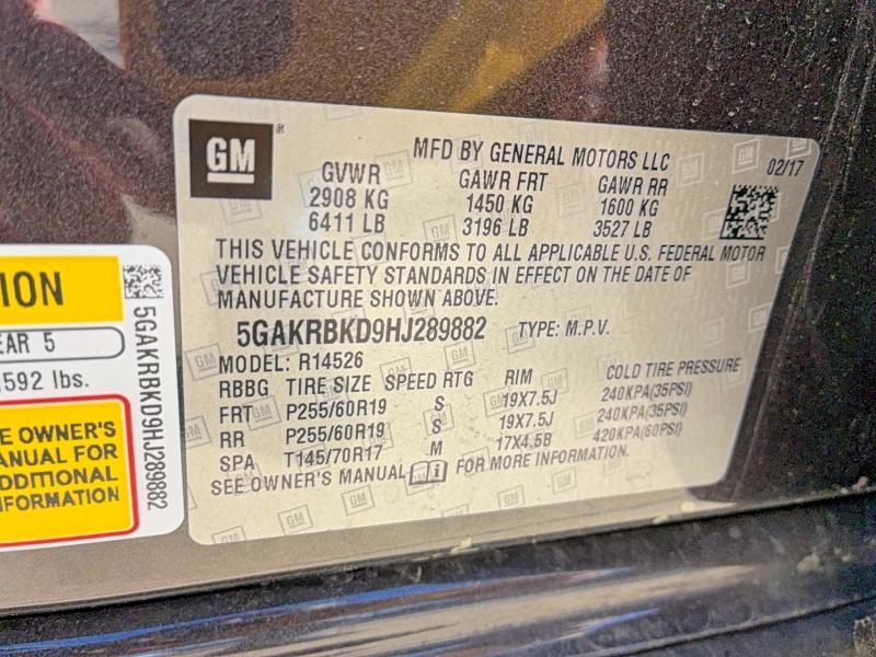 Продаж на аукціоні авто 2017 Buick Enclave, vin: 5GAKRBKD9HJ289882, номер лоту: 53996346