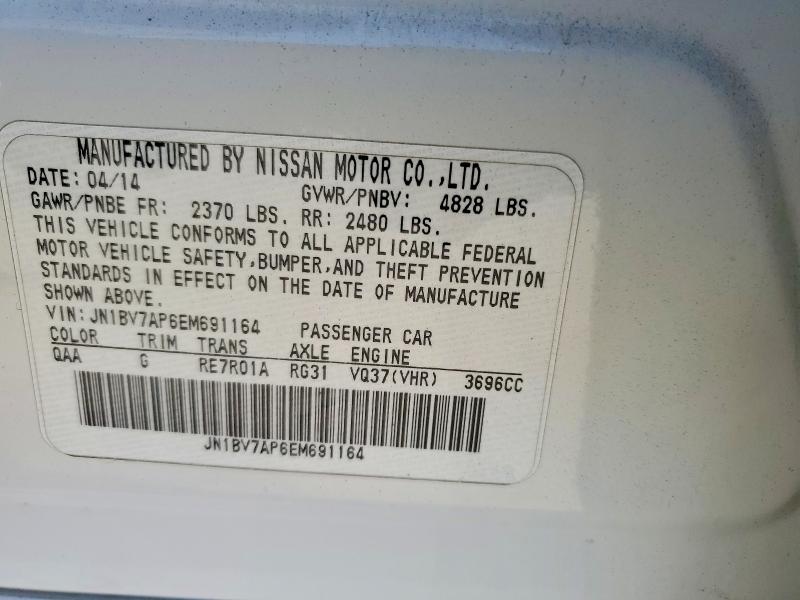 53655516 :رقم المزاد ، JN1BV7AP6EM691164 vin ، 2014 Infiniti Q50 مزاد بيع