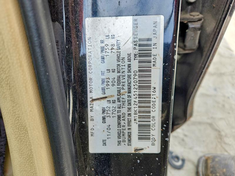 Продажа на аукционе авто 2005 Mazda 3, vin: JM1BK12F451250790, номер лота: 55545146