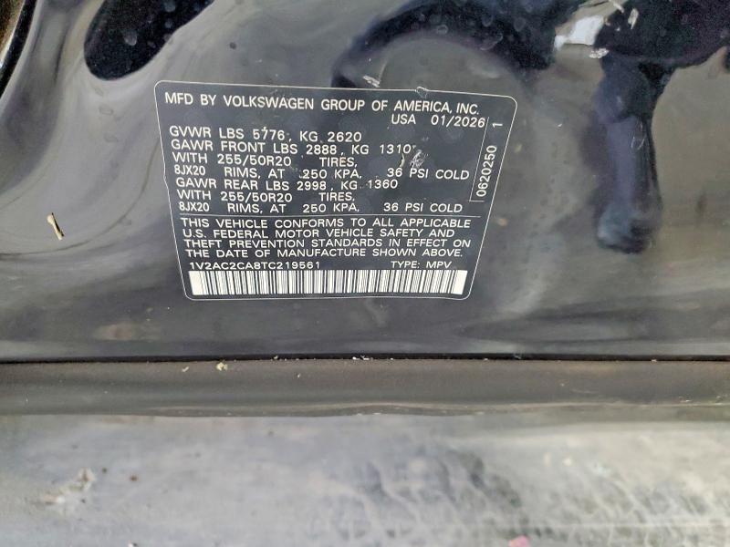 54405896 :رقم المزاد ، 1V2AC2CA8TC219561 vin ، 2026 Volkswagen Atlas Cross Sport مزاد بيع