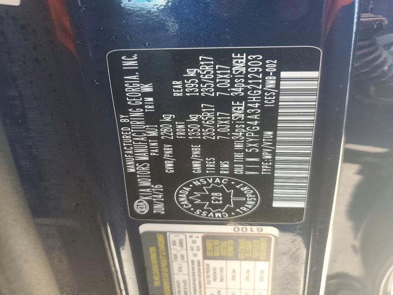 Aukcja sprzedaży 2017 Kia Sorento, vin: 5XYPG4A34HG212903, numer aukcji: 55010746