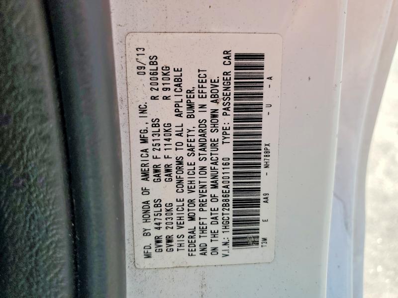 Auction sale of the 2014 Honda Accord, vin: 1HGCT2B86EA001160, lot number: 53579026