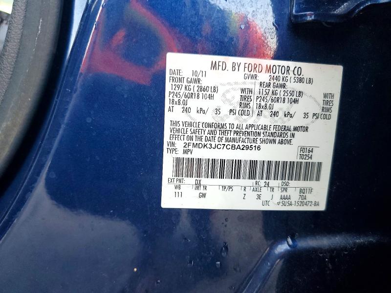 Aukcja sprzedaży 2012 Ford Edge, vin: 2FMDK3JC7CBA29516, numer aukcji: 54547336