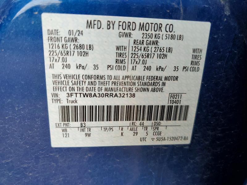 Продажа на аукционе авто 2024 Ford Maverick, vin: 3FTTW8A30RRA32138, номер лота: 52059036
