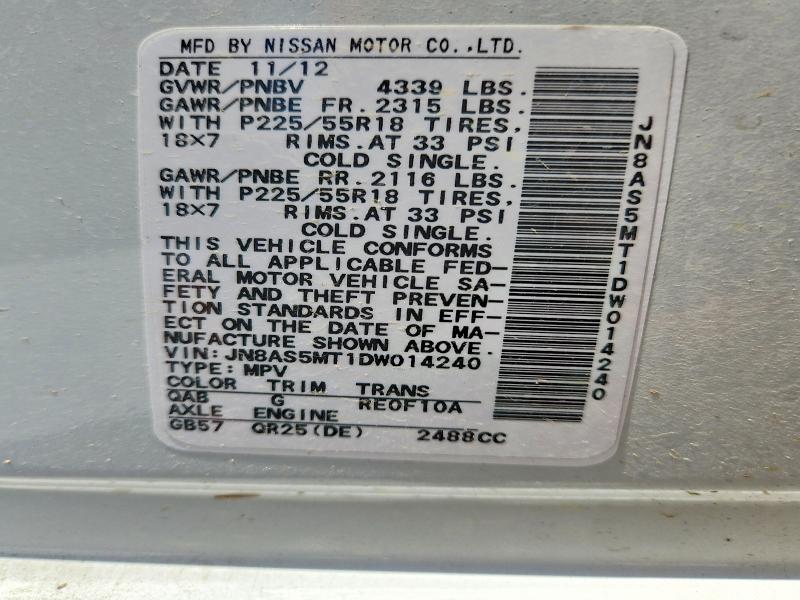 Продажа на аукционе авто 2013 Nissan Rogue, vin: JN8AS5MT1DW014240, номер лота: 54294996