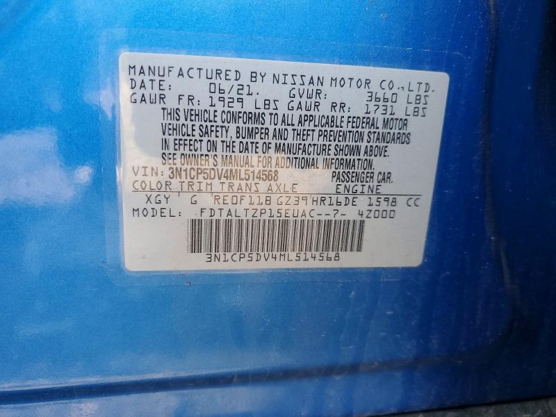 Aukcja sprzedaży 2021 Nissan Kicks, vin: 3N1CP5DV4ML514568, numer aukcji: 54055676