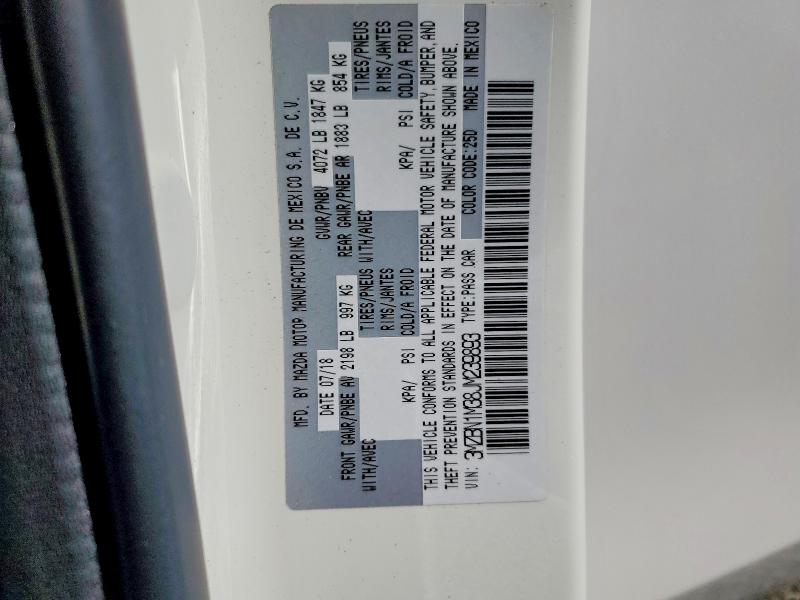 Продажа на аукционе авто 2018 Mazda 3, vin: 3MZBN1M38JM239893, номер лота: 52586656