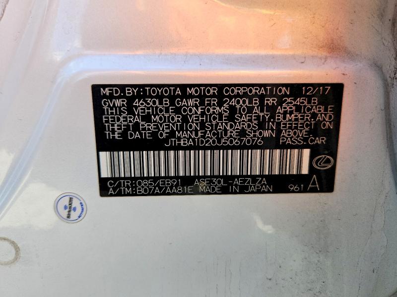 Продажа на аукционе авто 2018 Lexus Is, vin: JTHBA1D20J5067076, номер лота: 54478846