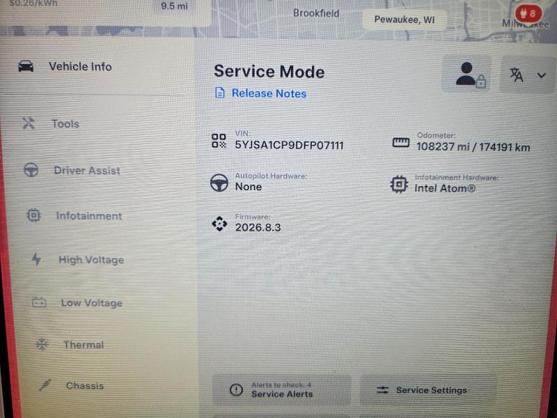 53716336 :رقم المزاد ، 5YJSA1CP9DFP07111 vin ، 2013 Tesla Model S مزاد بيع