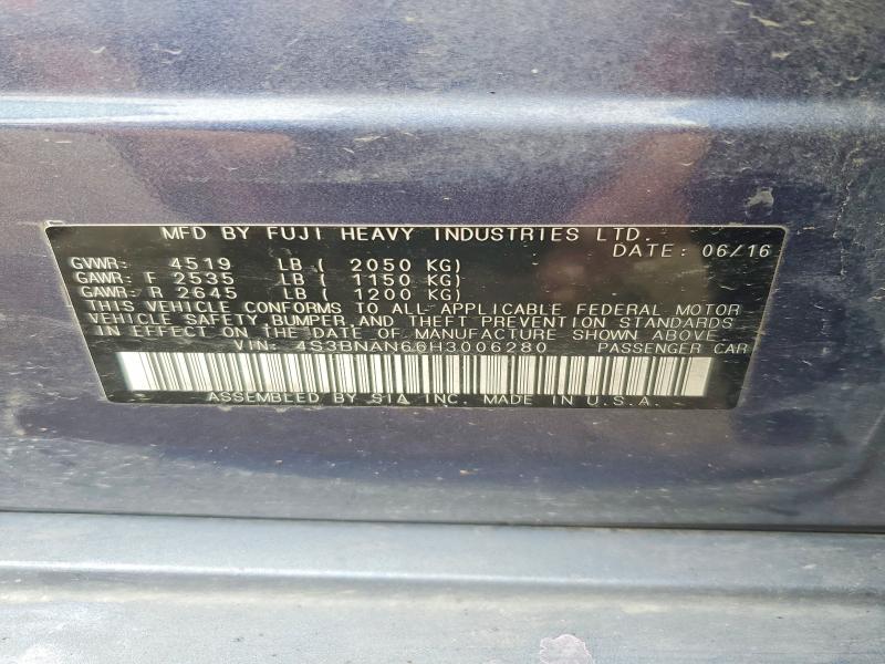 54591076 :رقم المزاد ، 4S3BNAN66H3006280 vin ، 2017 Subaru Legacy مزاد بيع
