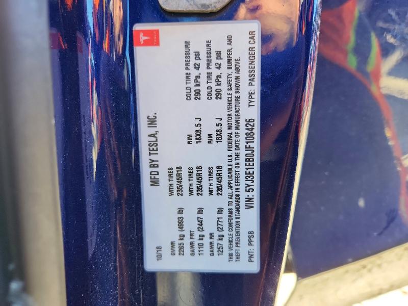 Aukcja sprzedaży 2018 Tesla Model 3, vin: 5YJ3E1EB0JF108426, numer aukcji: 51192666