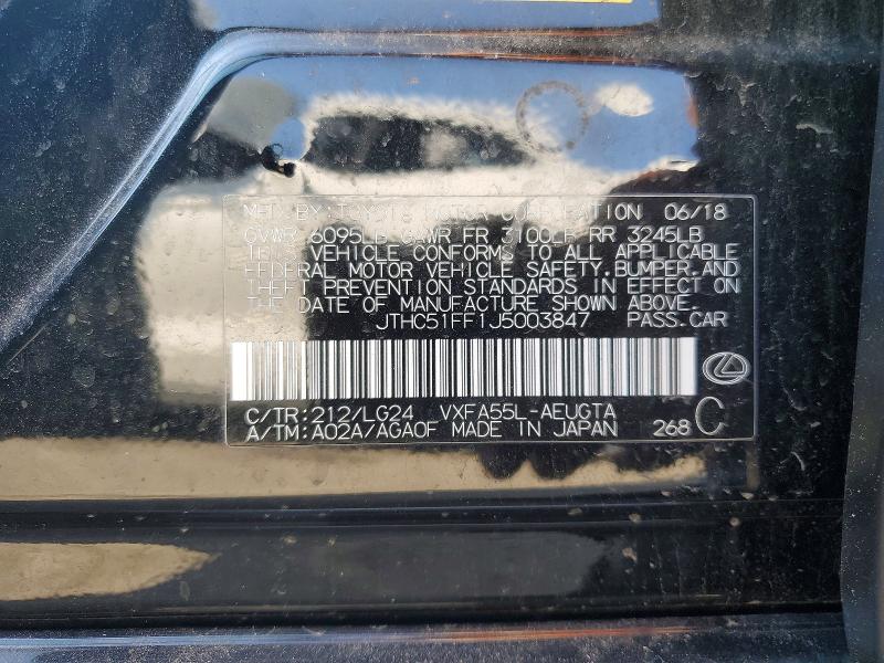 Продаж на аукціоні авто 2018 Lexus Ls 500, vin: JTHC51FF1J5003847, номер лоту: 52016266