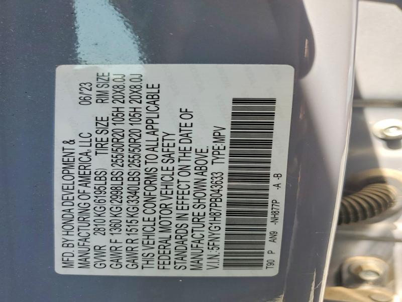 Продаж на аукціоні авто 2023 Honda Pilot, vin: 5FNYG1H87PB043633, номер лоту: 55368686
