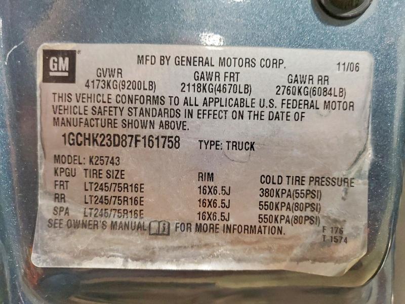 Продаж на аукціоні авто 2007 Chevrolet Silverado, vin: 1GCHK23D87F161758, номер лоту: 53821996