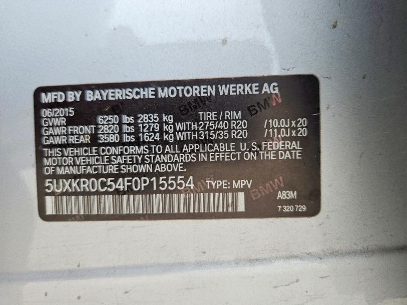 Aukcja sprzedaży 2015 Bmw X5, vin: 5UXKR0C54F0P15554, numer aukcji: 52054306