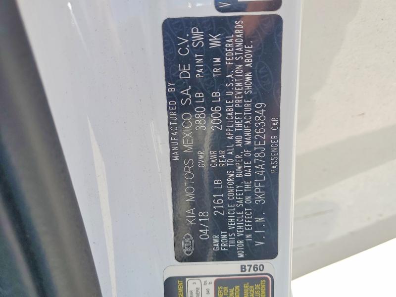 Aukcja sprzedaży 2018 Kia Forte, vin: 3KPFL4A78JE263849, numer aukcji: 52225346