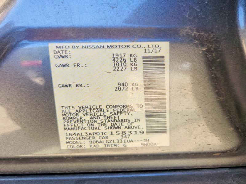 51684366 :رقم المزاد ، 1N4AL3AP0JC158319 vin ، 2018 Nissan Altima مزاد بيع
