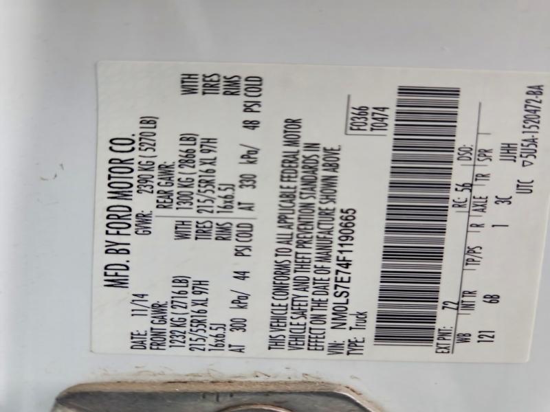 Aukcja sprzedaży 2015 Ford Transit Connect, vin: NM0LS7E74F1190665, numer aukcji: 52121926