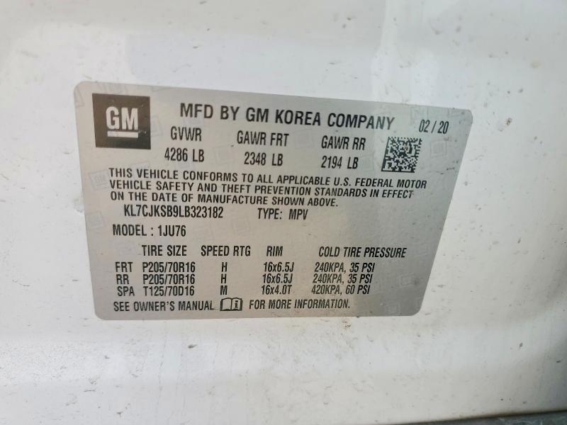 53363516 :رقم المزاد ، KL7CJKSB9LB323182 vin ، 2020 Chevrolet Trax مزاد بيع