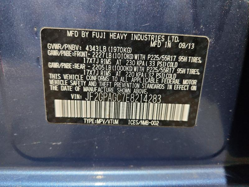 Aukcja sprzedaży 2014 Subaru Xv Crosstrek, vin: JF2GPAGC7E8214283, numer aukcji: 55108916