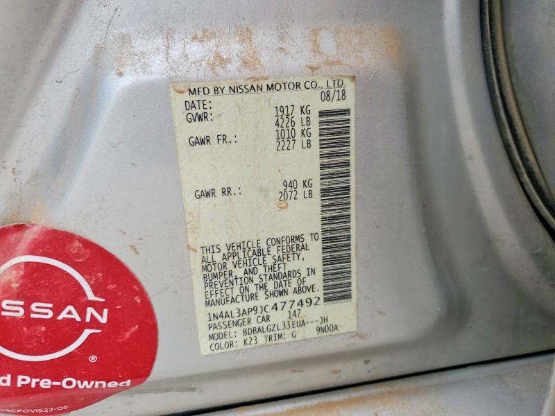Aukcja sprzedaży 2018 Nissan Altima, vin: 1N4AL3AP9JC477492, numer aukcji: 54526516
