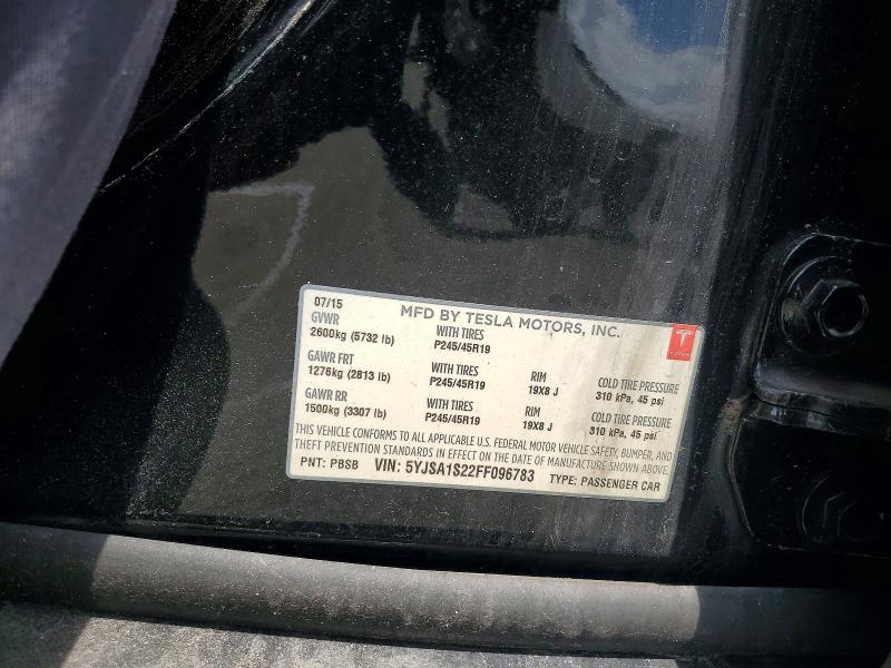 Продажа на аукционе авто 2015 Tesla Model S, vin: 5YJSA1S22FF096783, номер лота: 53604806