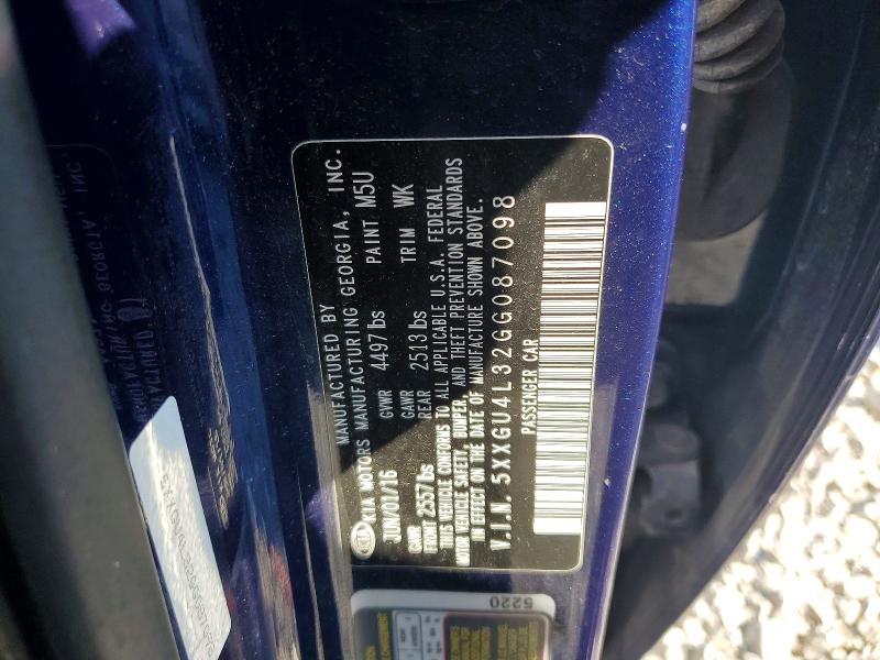 53770696 :رقم المزاد ، 5XXGU4L32GG087098 vin ، 2016 Kia Optima مزاد بيع