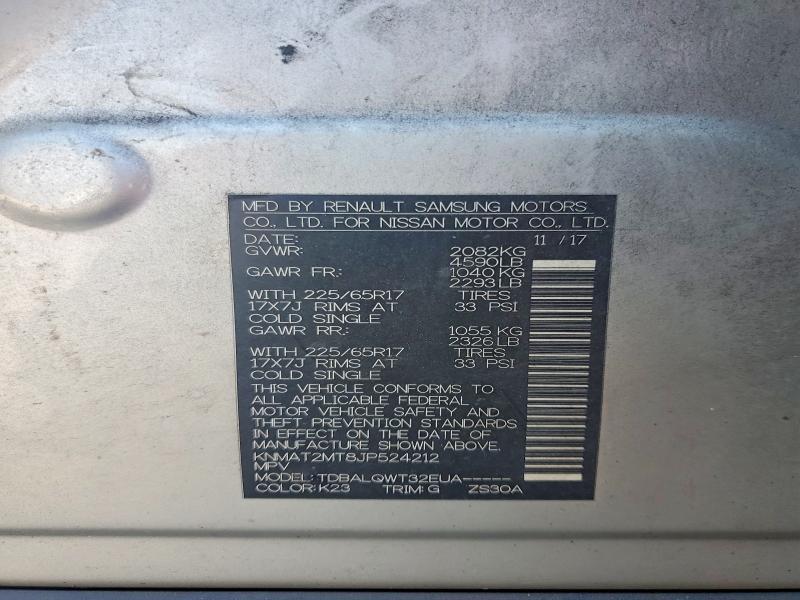 Продаж на аукціоні авто 2018 Nissan Rogue, vin: KNMAT2MT8JP524212, номер лоту: 54225426
