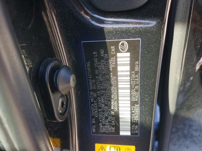 52308966 :رقم المزاد ، 58ABK1GG9GU013378 vin ، 2016 Lexus Es مزاد بيع