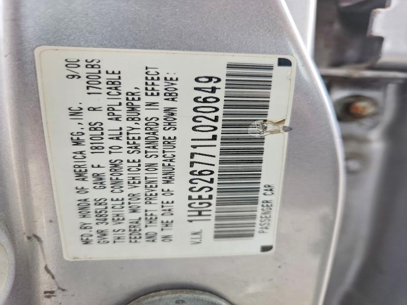 Продаж на аукціоні авто 2001 Honda Civic, vin: 1HGES26771L020649, номер лоту: 52218516