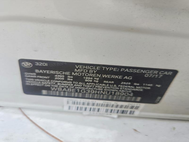 Продажа на аукционе авто 2017 Bmw 320, vin: WBA8E1G39HNU18904, номер лота: 53721046
