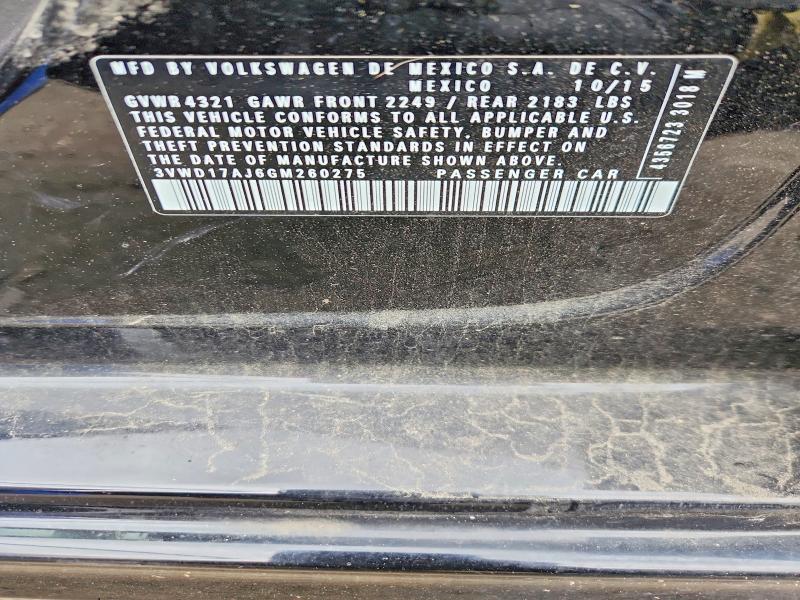 Продажа на аукционе авто 2016 Volkswagen Jetta, vin: 3VWD17AJ6GM260275, номер лота: 52145996