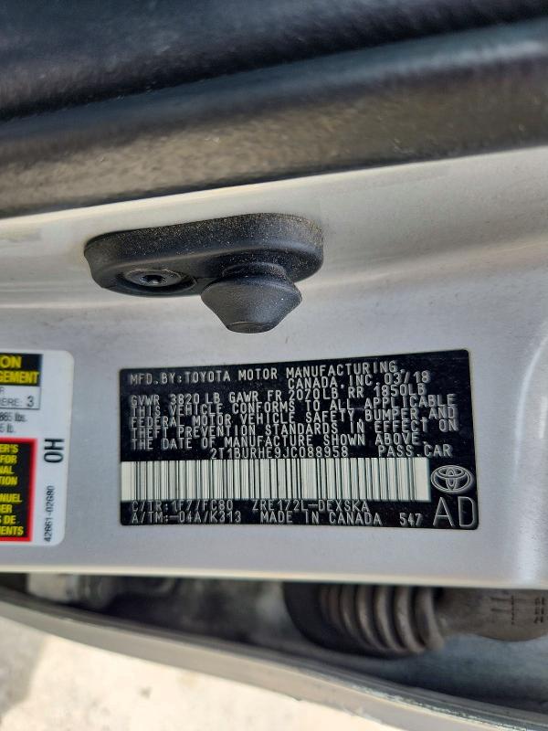 Aukcja sprzedaży 2018 Toyota Corolla, vin: 2T1BURHE9JC088958, numer aukcji: 54855506
