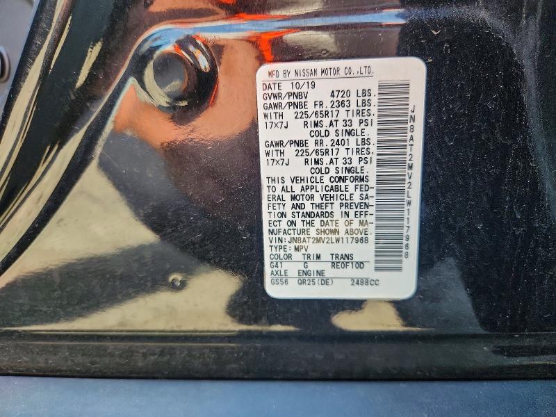 2020 Nissan Rogue მანქანა იყიდება აუქციონზე, vin: JN8AT2MV2LW117968, აუქციონის ნომერი: 54855406