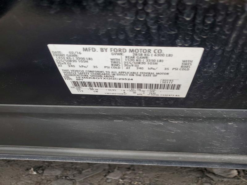 52891556 :رقم المزاد ، 1FM5K8GTXGGC29524 vin ، 2016 Ford Explorer مزاد بيع