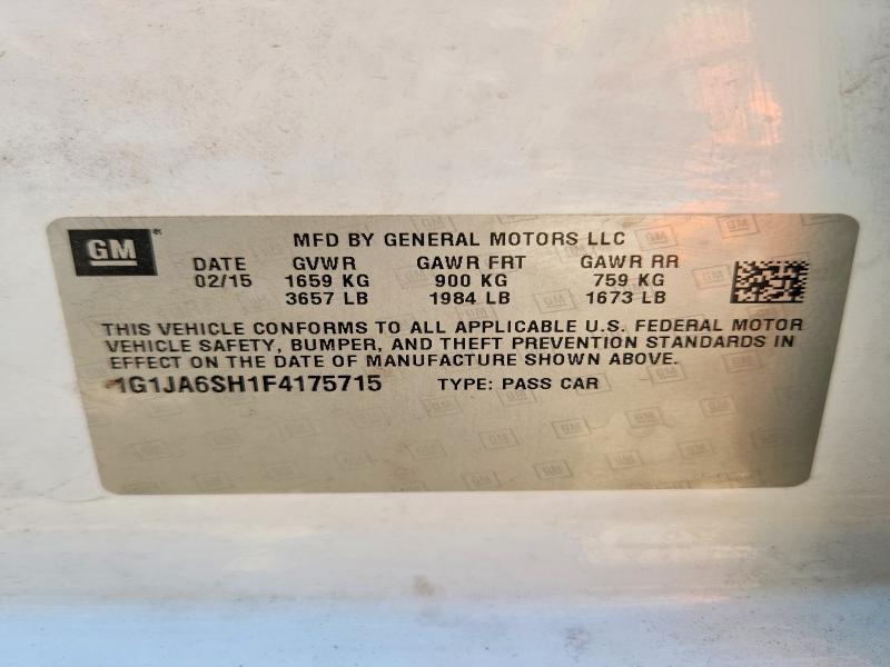 54011506 :رقم المزاد ، 1G1JA6SH1F4175715 vin ، 2015 Chevrolet Sonic مزاد بيع