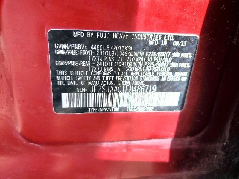 55158086 :رقم المزاد ، JF2SJAAC1EH486719 vin ، 2014 Subaru Forester مزاد بيع