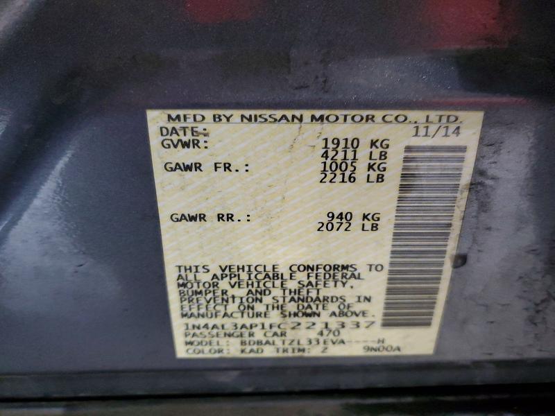 Aukcja sprzedaży 2015 Nissan Altima, vin: 1N4AL3AP1FC221337, numer aukcji: 54461596