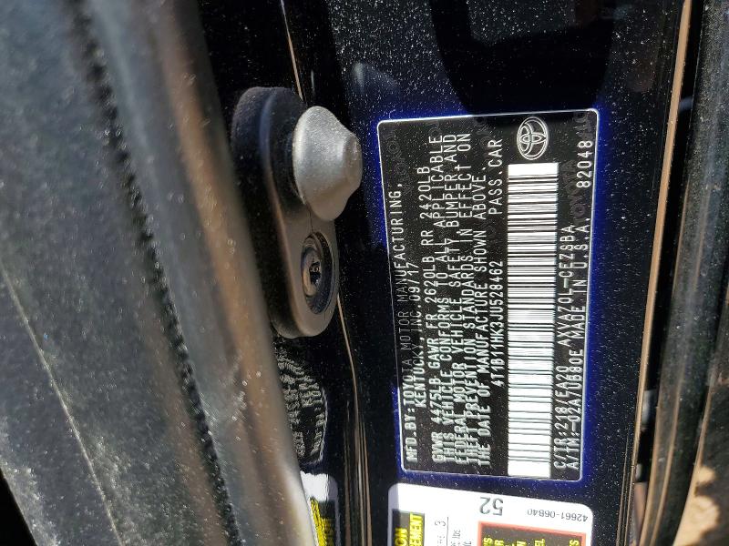 53626986 :رقم المزاد ، 4T1B11HK3JU528462 vin ، 2018 Toyota Camry مزاد بيع