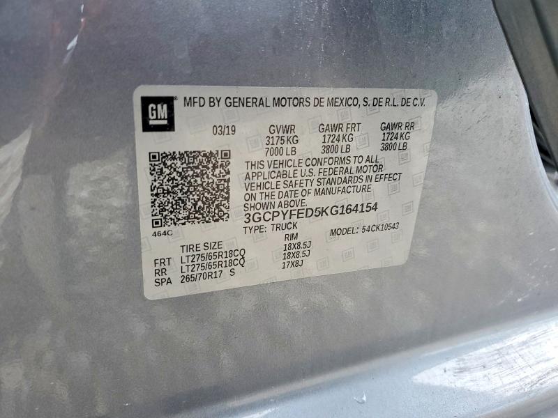 2019 Chevrolet Silverado მანქანა იყიდება აუქციონზე, vin: 3GCPYFED5KG164154, აუქციონის ნომერი: 54413706
