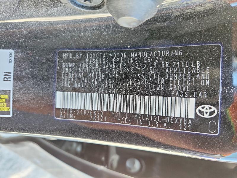 2024 Toyota Corolla მანქანა იყიდება აუქციონზე, vin: 5YFT4MCE6RP204451, აუქციონის ნომერი: 53518036