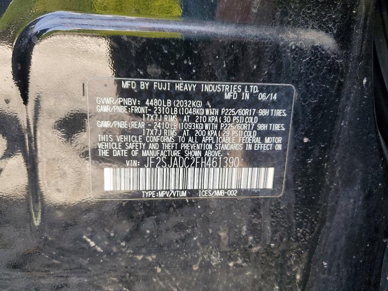 Продаж на аукціоні авто 2015 Subaru Forester, vin: JF2SJADC2FH461390, номер лоту: 54174356