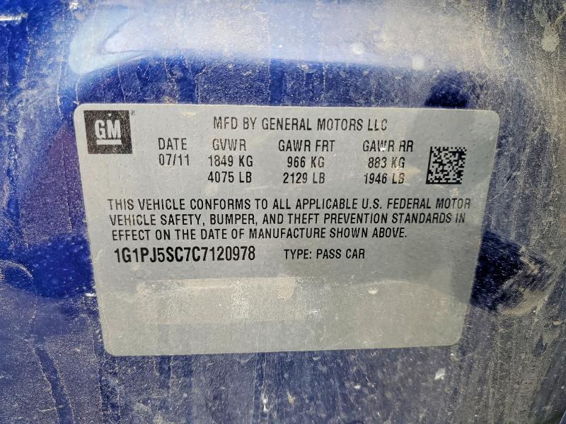 Продаж на аукціоні авто 2012 Chevrolet Cruze, vin: 1G1PJ5SC7C7120978, номер лоту: 53662566