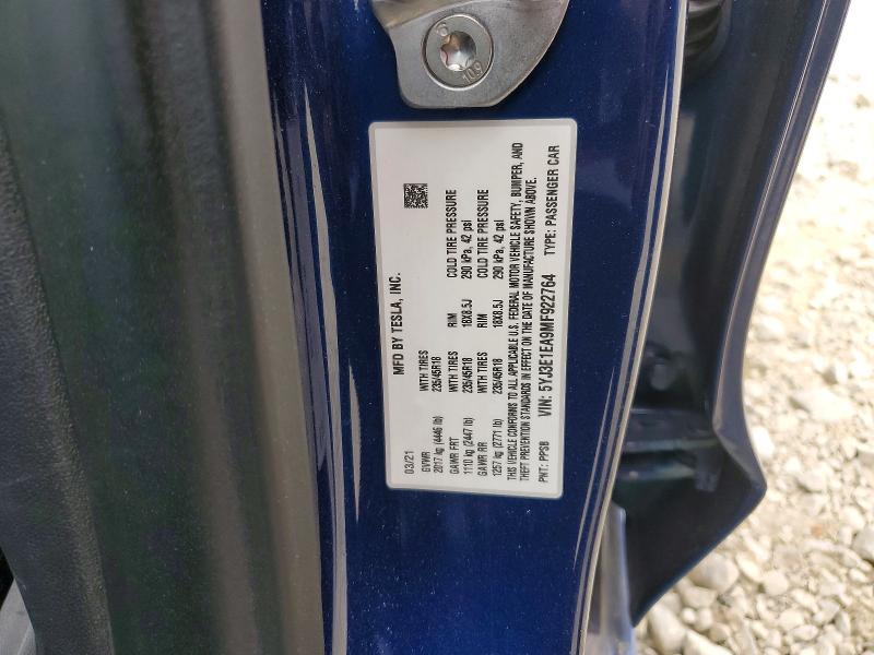 Aukcja sprzedaży 2021 Tesla Model 3, vin: 5YJ3E1EA9MF922764, numer aukcji: 52514166