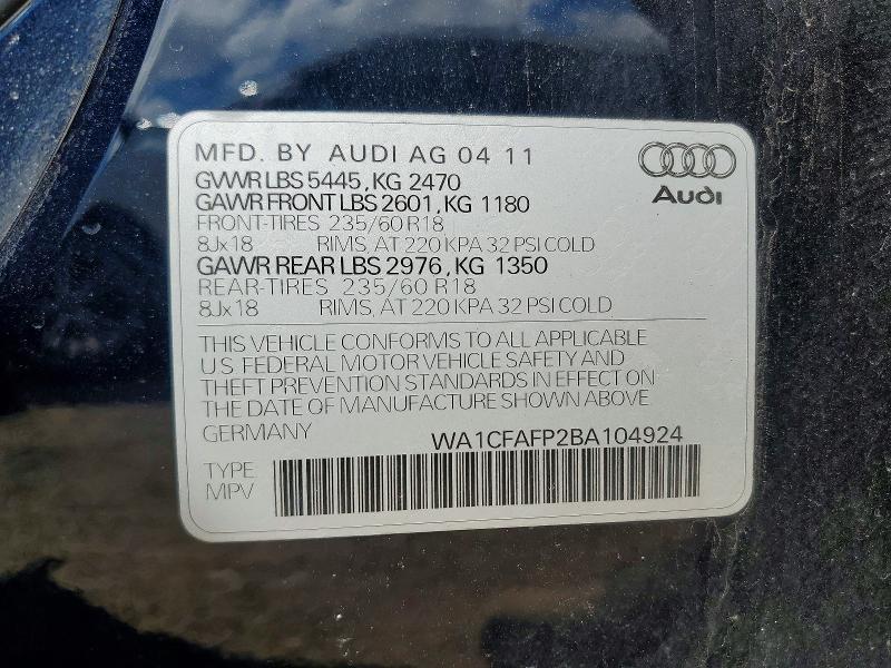 Продаж на аукціоні авто 2011 Audi Q5, vin: WA1CFAFP2BA104924, номер лоту: 54465336