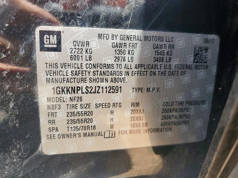 Aukcja sprzedaży 2018 Gmc Acadia, vin: 1GKKNPLS2JZ112591, numer aukcji: 53660616