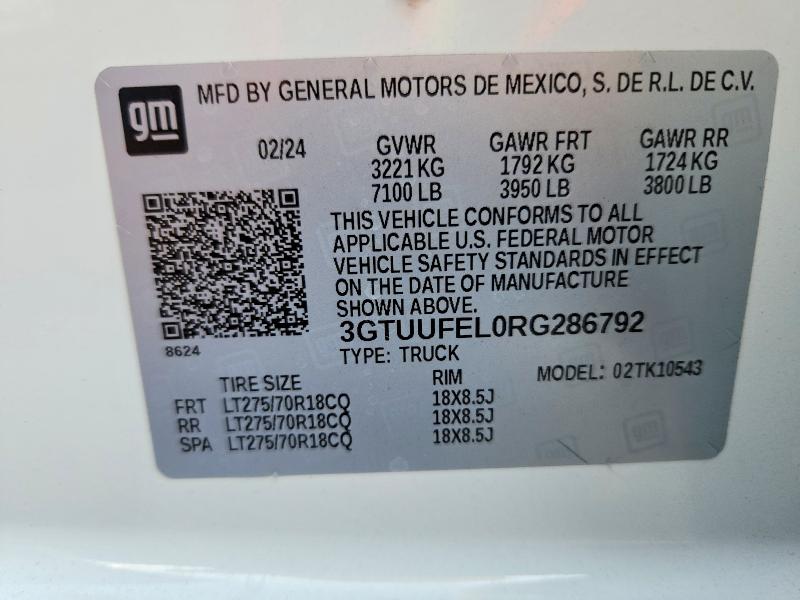 53288486 :رقم المزاد ، 3GTUUFEL0RG286792 vin ، 2024 Gmc Sierra مزاد بيع
