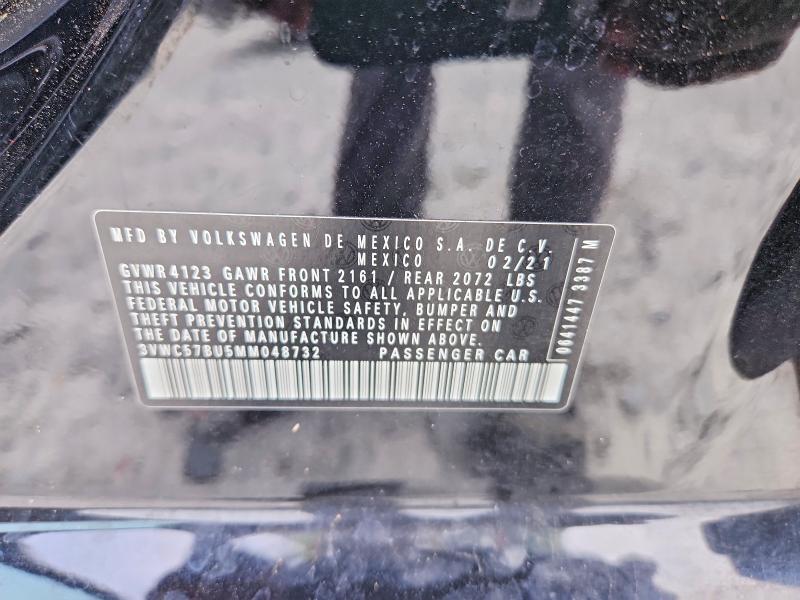 Продажа на аукционе авто 2021 Volkswagen Jetta, vin: 3VWC57BU5MM048732, номер лота: 55023076