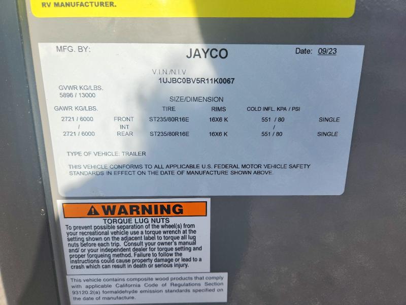 Aukcja sprzedaży 2024 Jayco Jay Flight, vin: 1UJBC0BV5R11K0067, numer aukcji: 52031106